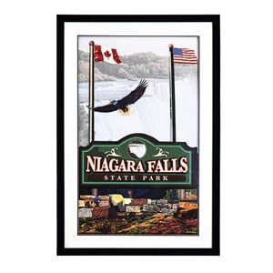 Yosemite Home Decor 'Niagara Falls' Glass 3D Collage Wall Art in Multi-Color