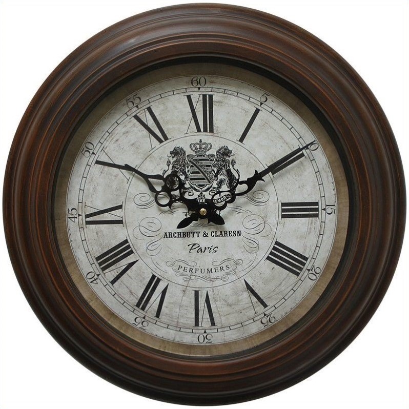 Yosemite Circular Skip Movement Wall Clock Distressed Brown Frame Yosemite Circular Skip Movement Wall Clock Distressed Brown Frame