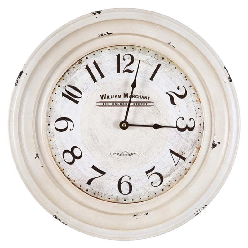 Yosemite Circular Skip Movement Wall Clock Distressed White Frame
