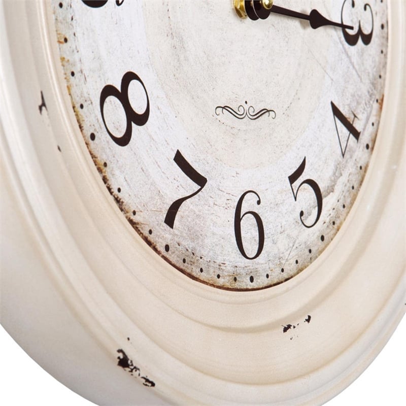 Yosemite Circular Skip Movement Wall Clock Distressed White Frame