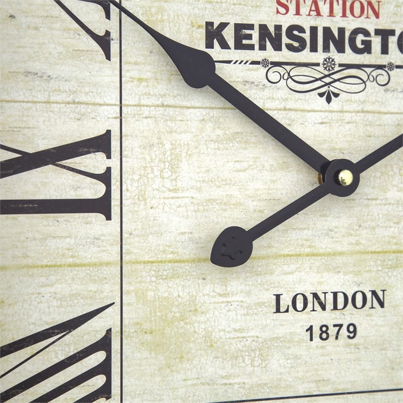 Yosemite Square Skip Movement Wood Wall Clock with Distressed Off White Frame