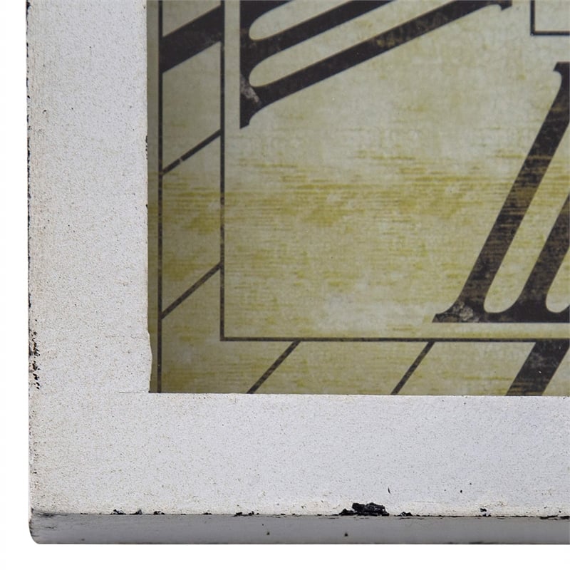 Yosemite Square Skip Movement Wood Wall Clock with Distressed Off White Frame