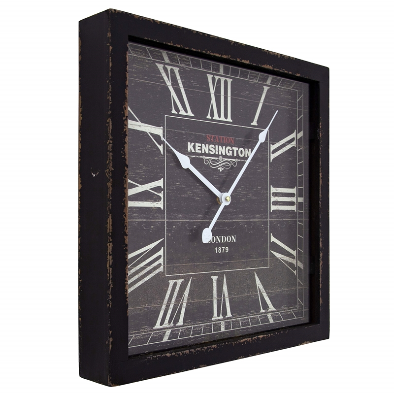 Yosemite Home Decor 'Square Skip Movement' Wood Wall Clock in Gray and Black