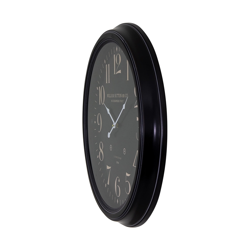 Yosemite Circular Iron Wall Clock Black with Distressed Iron Frame