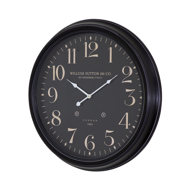 Yosemite Circular Iron Wall Clock Black with Distressed Iron Frame