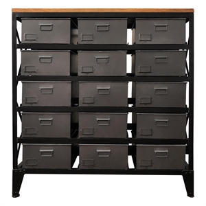 Yosemite Home Decor Storage Solid Metal & Mango Wood Cabinet in Deep Gray