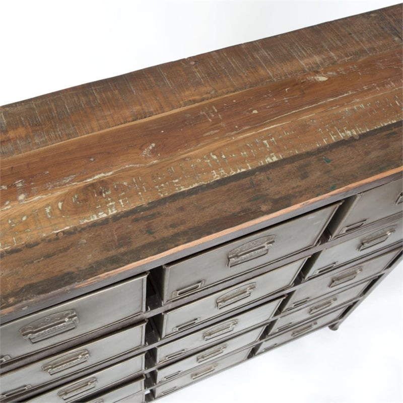 Yosemite Home Decor Storage Solid Metal & Mango Wood Cabinet in Deep Gray