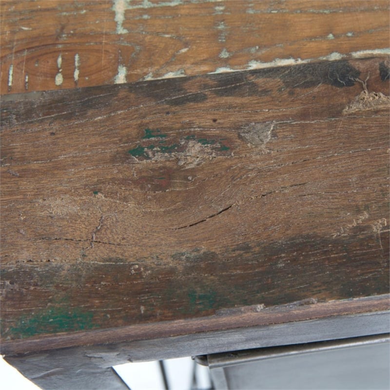 Yosemite Home Decor Storage Solid Metal & Mango Wood Cabinet in Deep Gray