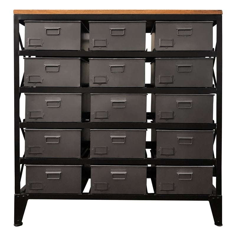 Yosemite Storage Accent Chest in Deep Gray with Solid Mango Top