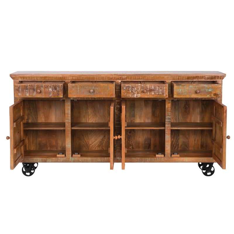 Yosemite Home Decor Solid Mango Wood Storage Console in Natural