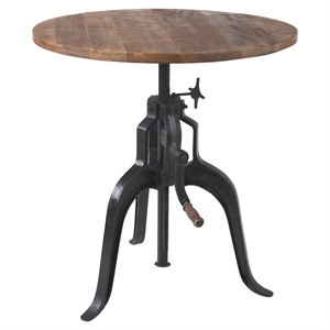 Yosemite Home Decor Cast Iron & Mango Wood Pub Table in Black/Natural