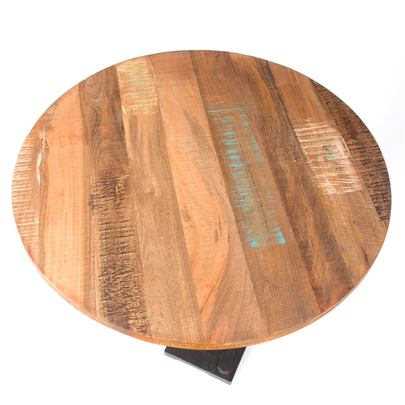 Yosemite Home Decor Cast Iron & Mango Wood Adjustable Pub Table in Black/Natural