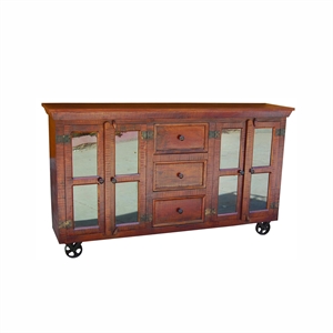 Yosemite Home Decor Solid Mango Wood Storage Display Cabinet in Light Coffee