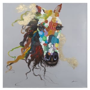 Yosemite Home Decor 'Horse of an Abstract Color' Fabric Canvas in Multi-Color