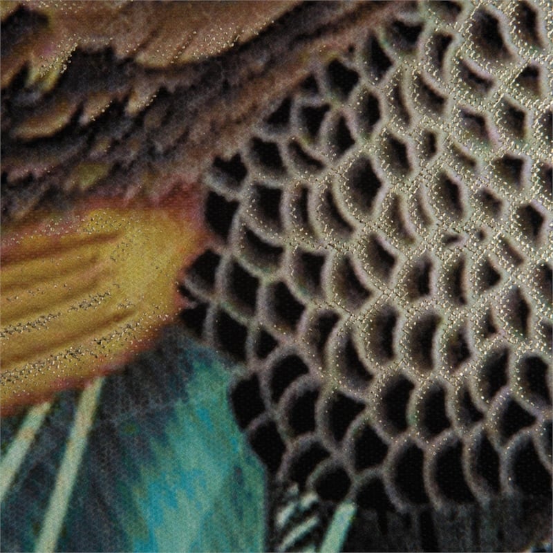 Yosemite Home Decor 'Peacock Poise I' Fabric Canvas in Multi-Color