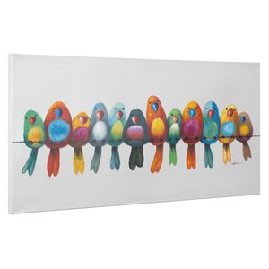 Yosemite Home Decor 'Birds on a Wire I' Fabric Canvas in Multi-Color