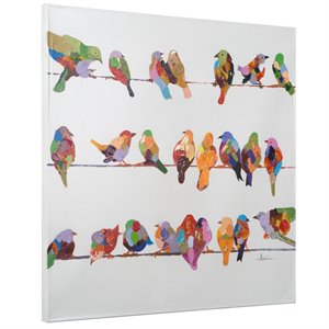 Yosemite Home Decor 'Birds on a Wire II' Fabric Canvas in Multi-Color