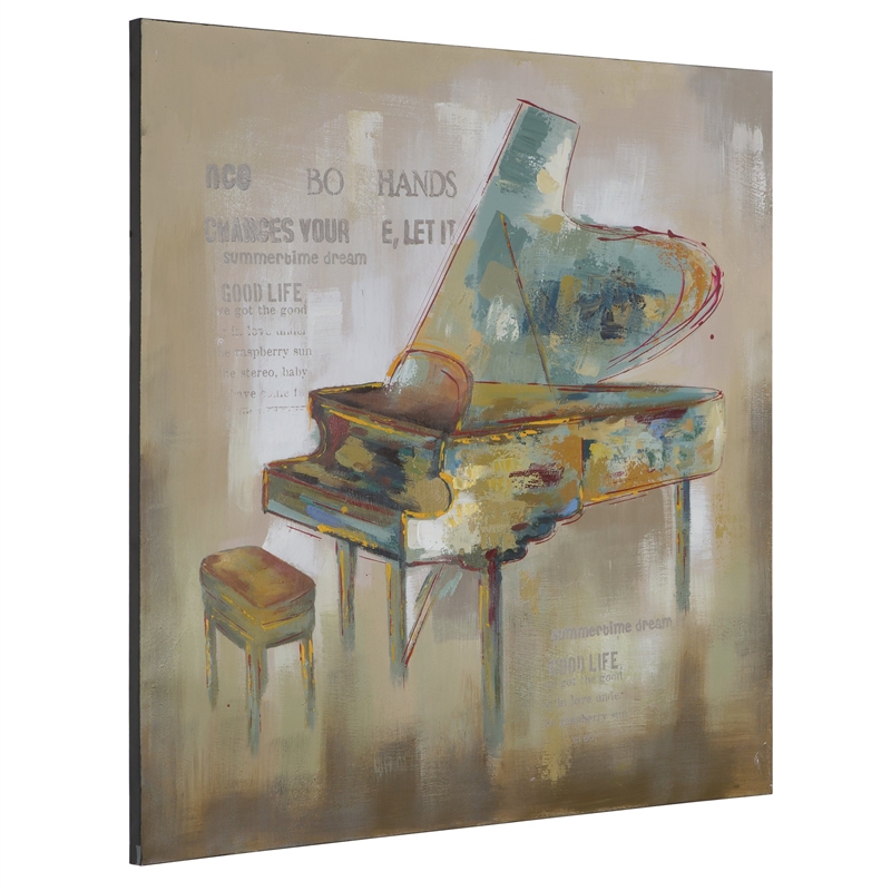 Yosemite Home Decor 'Paris Piano' Fabric Canvas in Multi-Color