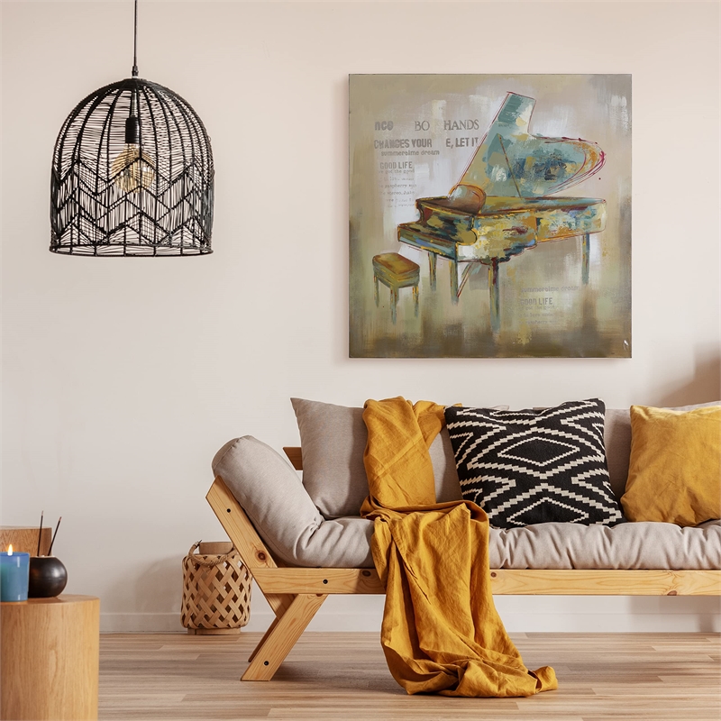 Yosemite Home Decor 'Paris Piano' Fabric Canvas in Multi-Color