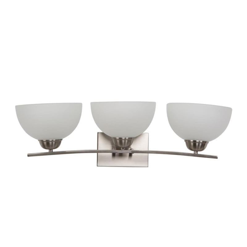 Yosemite Home Decor Alta Peak 3 Light Bathroom Vanity in Satin Steel/White Glass