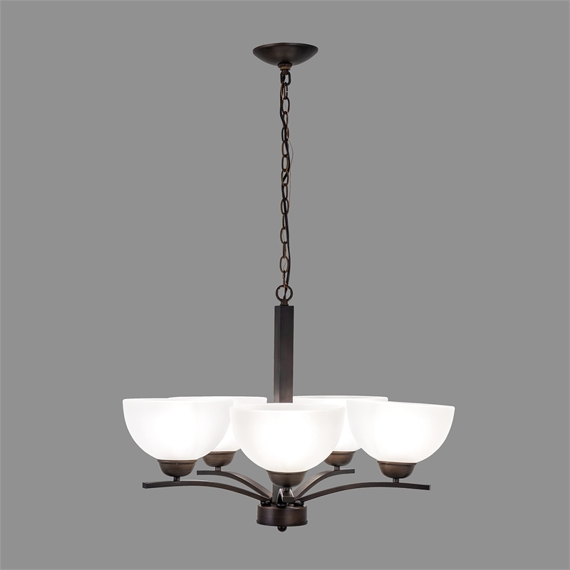 Yosemite Home Decor Alta Peak 5 Light Chandelier in Coffee with Acid Wash Glass