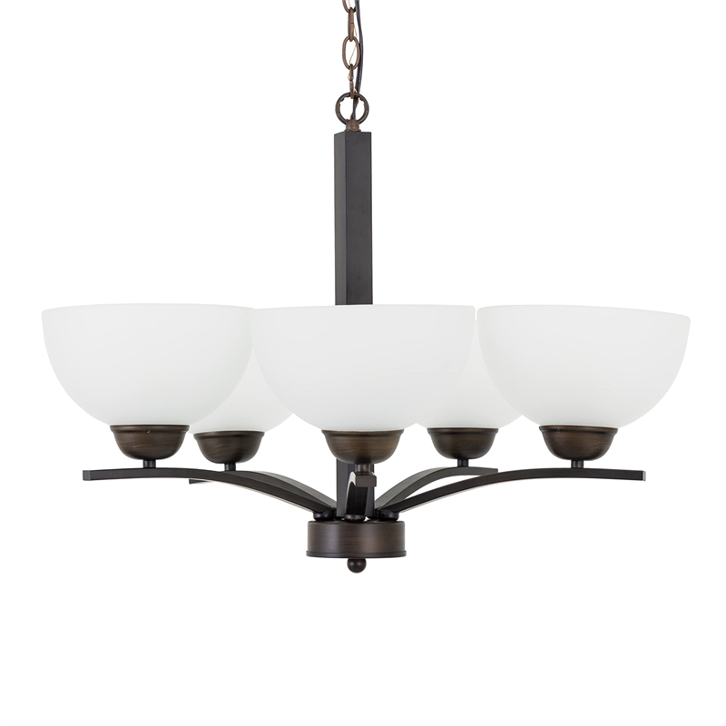 Yosemite Home Decor Alta Peak 5 Light Chandelier in Coffee with Acid Wash Glass