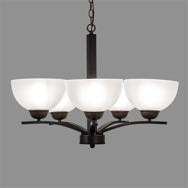 Yosemite Home Decor Alta Peak 5 Light Chandelier in Coffee with Acid Wash Glass