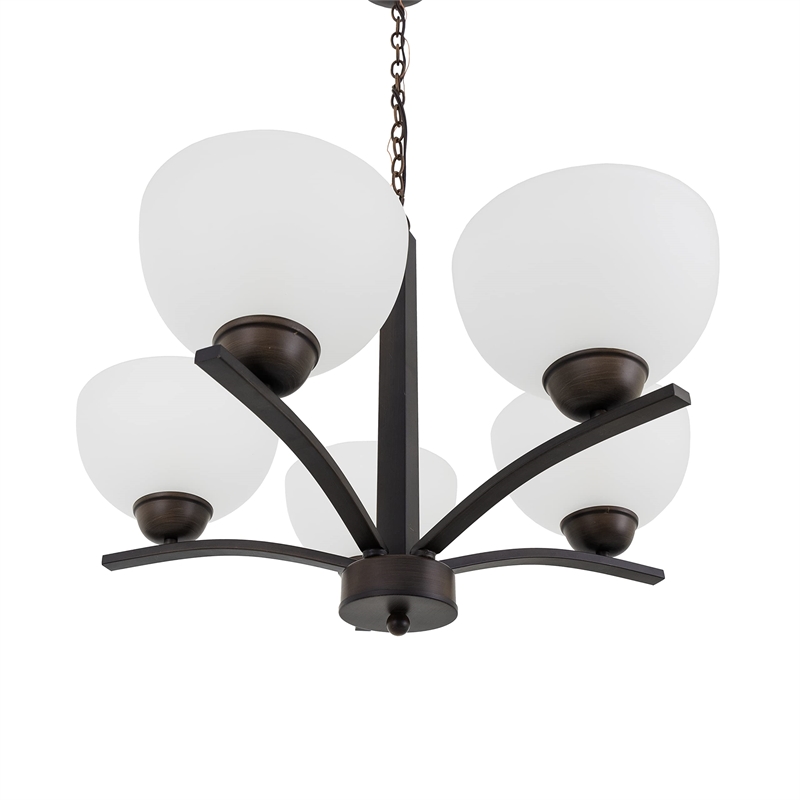 Yosemite Home Decor Alta Peak 5 Light Chandelier in Coffee with Acid Wash Glass