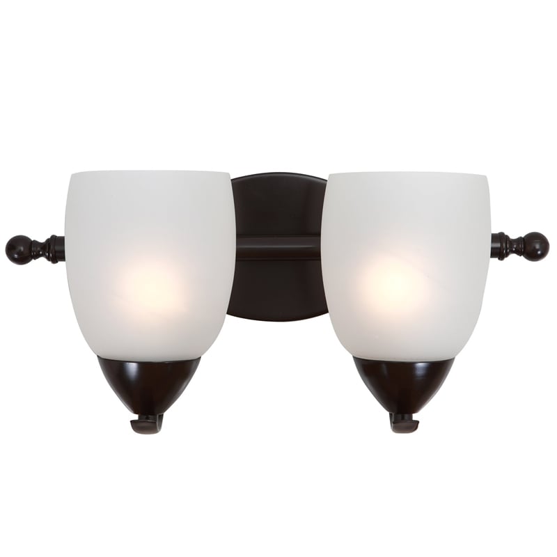 Yosemite Home Decor Mirror Lake 2 Lights Vanity with White Etched Glass