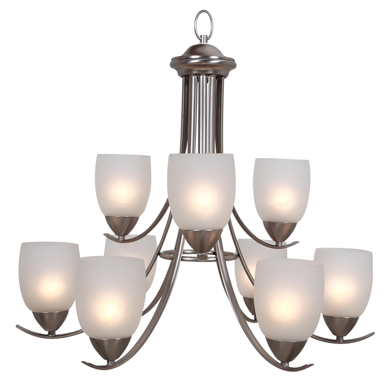 Yosemite Home Decor Mirror Lake 9 Lights Chandelier in Brushed Nickel