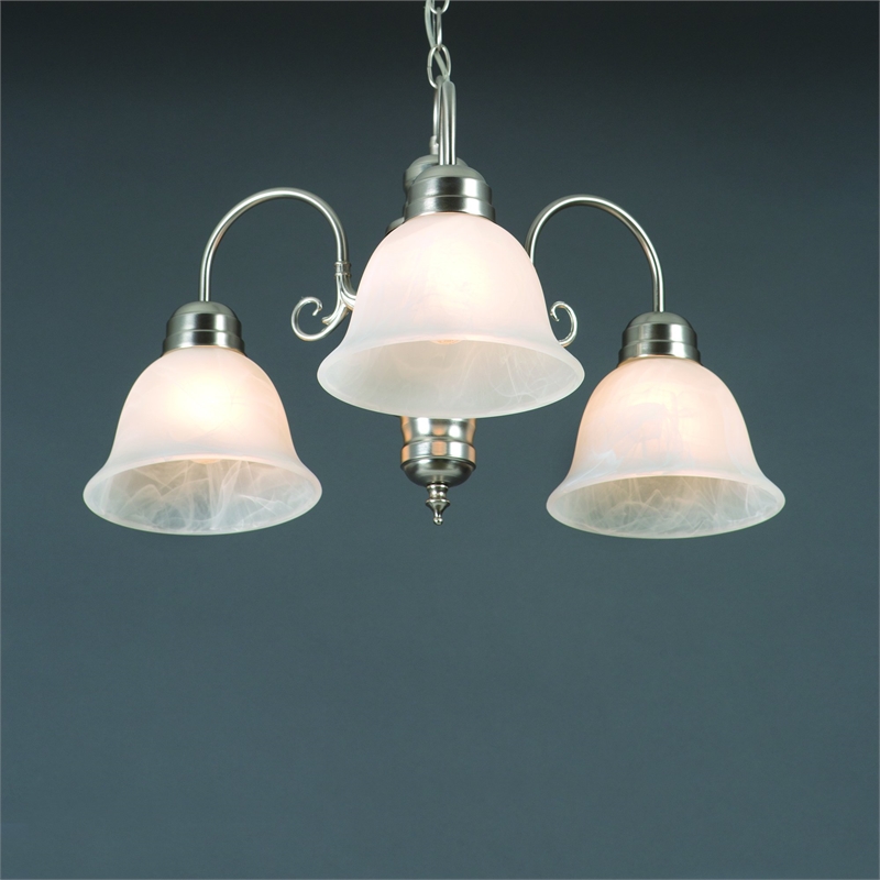 Yosemite Home Decor Manzanita 3 LightsChandelier with Shade in Satin Nickel