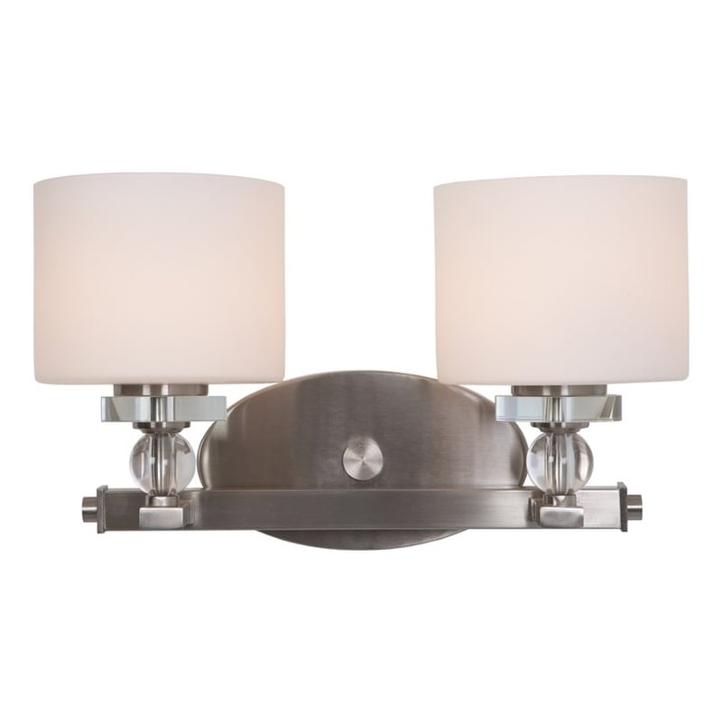 Yosemite Home Decor Mitchell Peak 2 Light Vanity in Satin Steel/Dove White