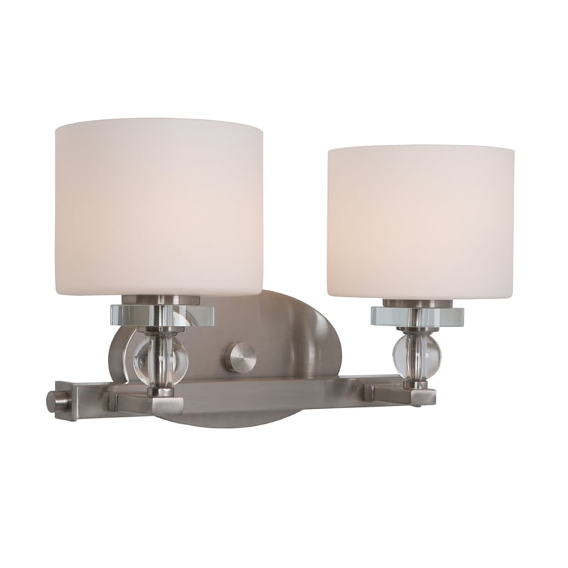 Yosemite Home Decor Mitchell Peak 2 Light Vanity in Satin Steel/Dove White