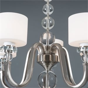 Yosemite Home Decor Mitchell Peak 5 Light Chandelier in Satin Steel/Dove White