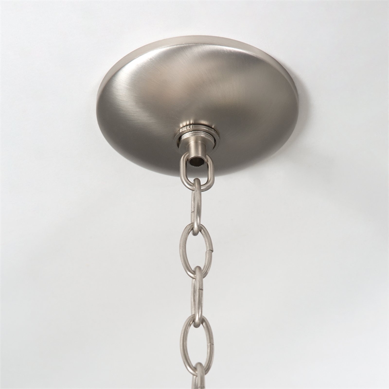 Yosemite Home Decor Mitchell Peak 5 Light Chandelier in Satin Steel/Dove White