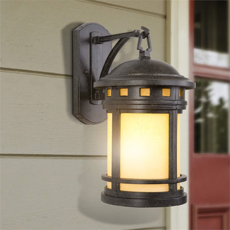 Yosemite Home Decor Sahara 1 Light Exterior Metal Light in Black Desert Night