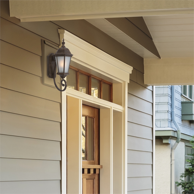 Yosemite Home Decor Brielle 1 Light Exterior Aluminum Wall Mount Light in Brown