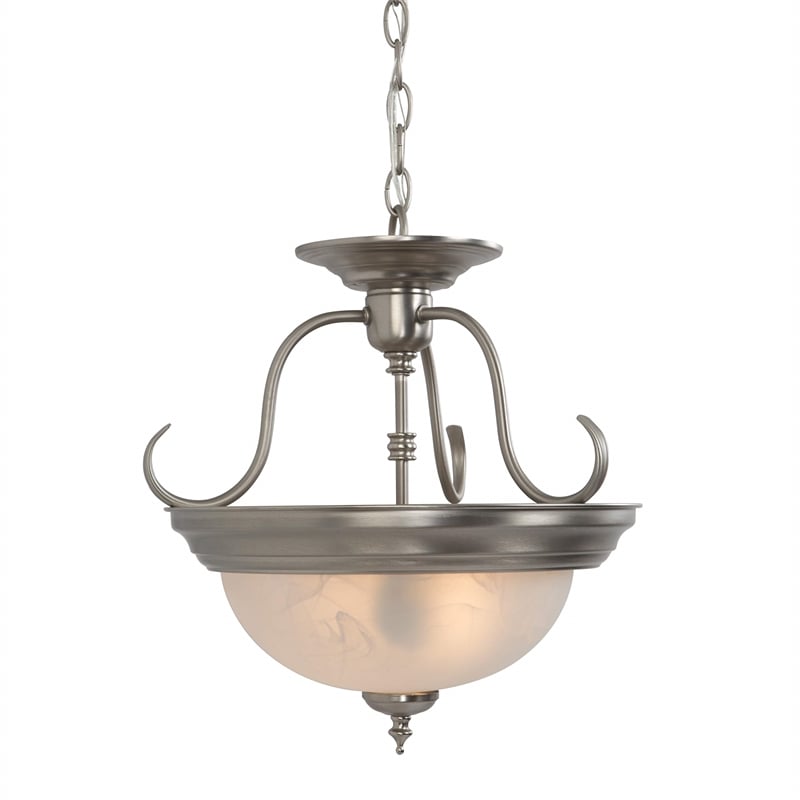Yosemite Home Decor 2 Lights Semi-Flush Mount in Satin Nickel