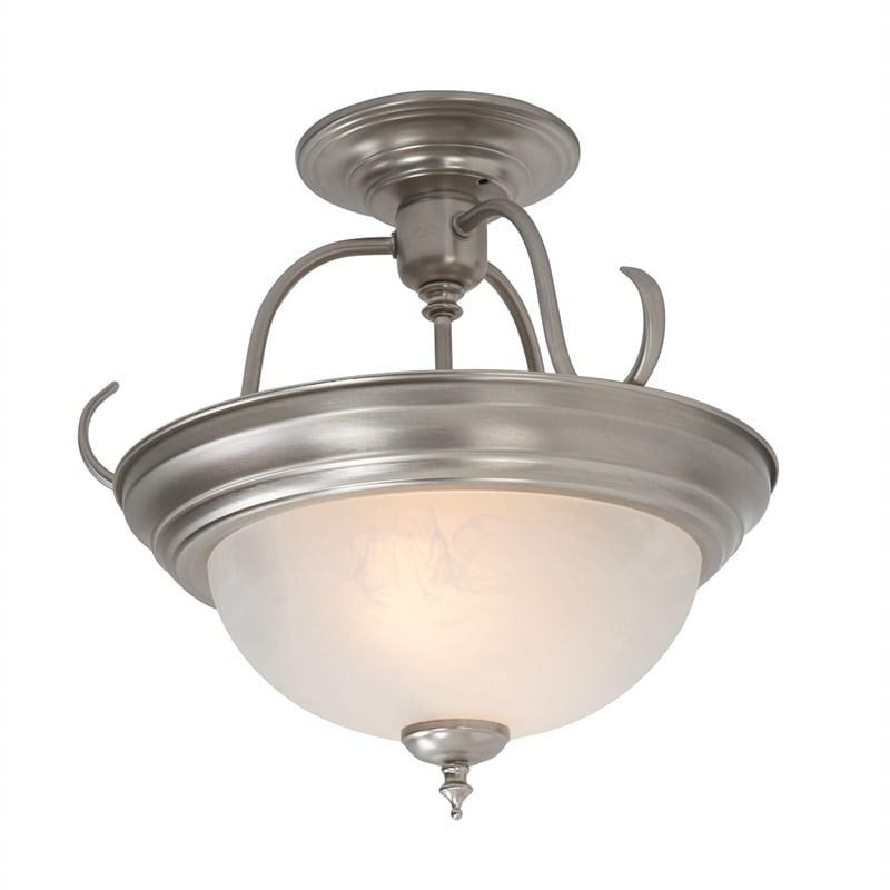 Yosemite Home Decor 2 Lights Semi-Flush Mount in Satin Nickel