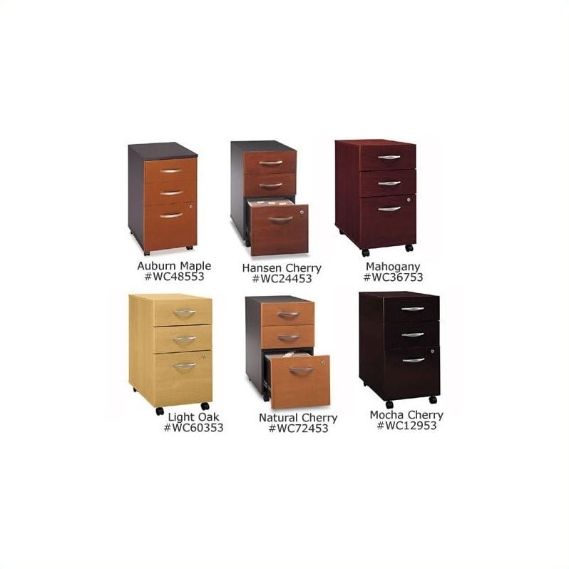 Bush Business Furniture Series C 3 Drawer Mobile File Cabinet In Natural Cherry Wc72453