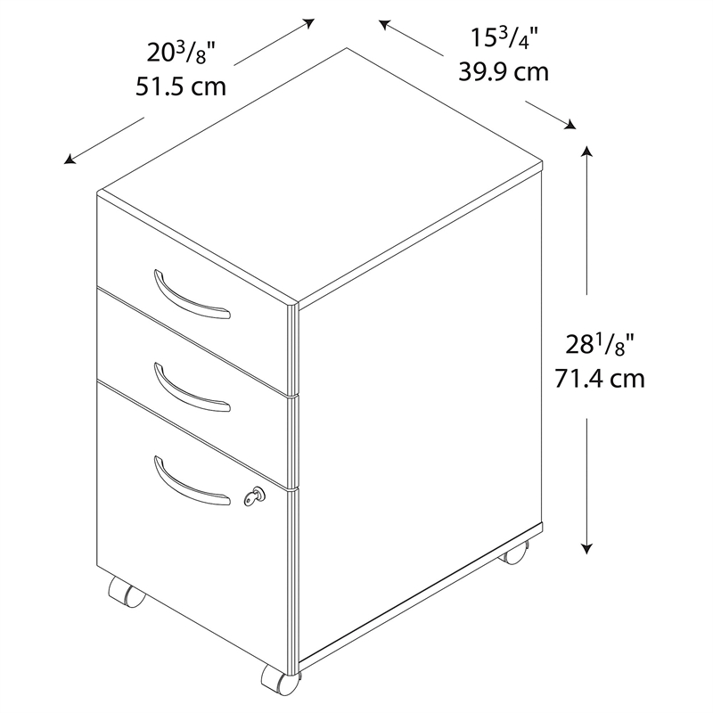 Bush Business Furniture Series C 3 Drawer Mobile File Cabinet In Auburn Maple Wc48553