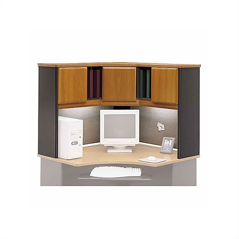 Bush Business Furniture Series A Corner Desk and Hutch in Natural