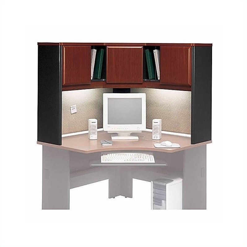 Bush Business Furniture Series A Corner Desk with Hutch Hansen Cherry