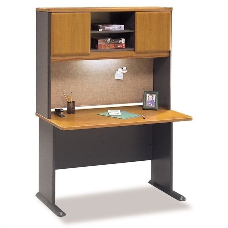 Bush Business Furniture Series A 48" Desk with Hutch Natural Cherry