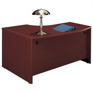 series c 60w right handed bow front desk in mahogany - engineered wood
