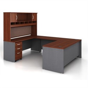 bush business furniture series c 5-piece u-shape computer desk in hansen cherry