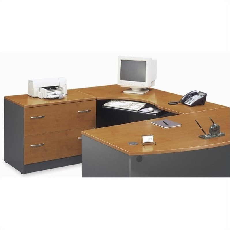 Bush Business Series C Left L Shape Wood Desk In Natural Cherry Bush Business Series C Left L Shape Wood Desk In Natural Cherry