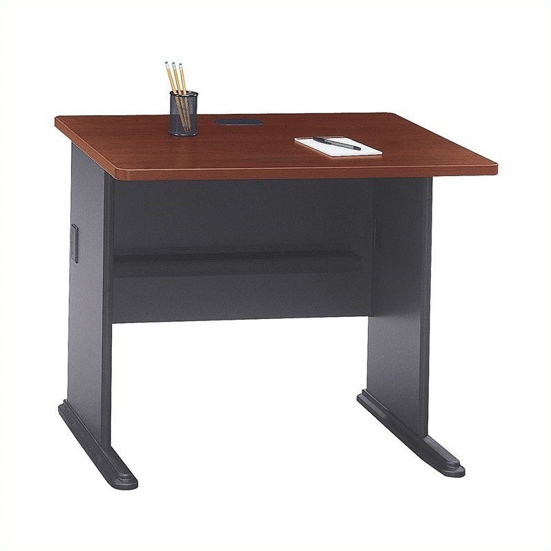 Bush Business Furniture Series A 36W Desk in Hansen Cherry and Galaxy