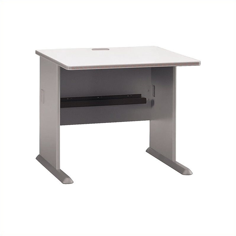 Series A 36W Desk in Pewter and White Spectrum - Engineered Wood