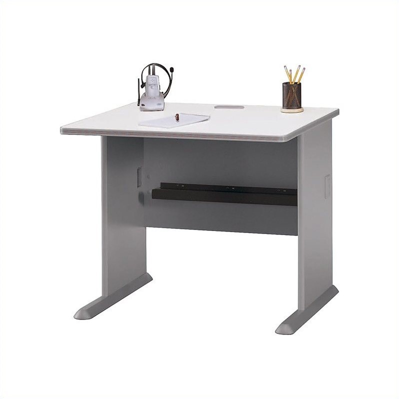 Bush Business Furniture Series A 36W Desk in Pewter and White Spectrum WC14536